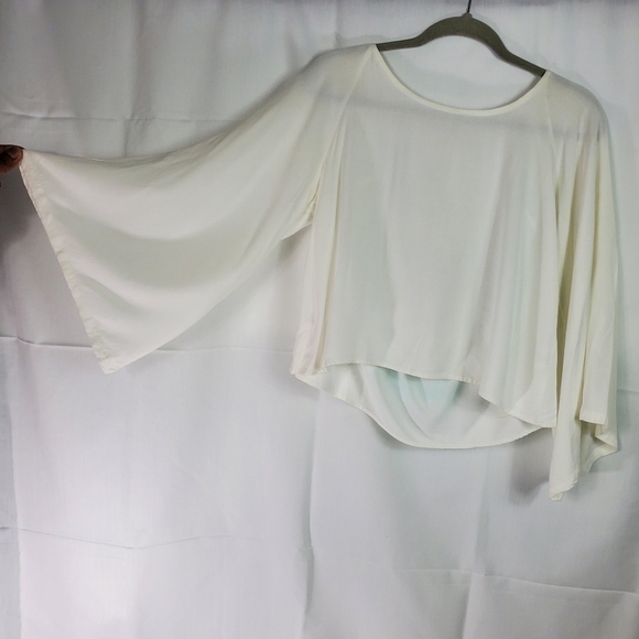 Sundress Fringe and Beaded thin white long bell sleeve top size Small - Picture 4 of 8